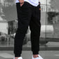 Manfinity Homme Men Patched Detail Drawstring Waist Sweatpants Long Jogging Pants Plain Black Going Out Casual