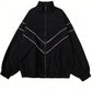 Plus Size Women Casual Zip Up Long Sleeve Color Block Jacket