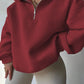 INAWLY Plus Size Casual Solid Color Drop Shoulder Loose Sweatshirt For Autumn/Winter