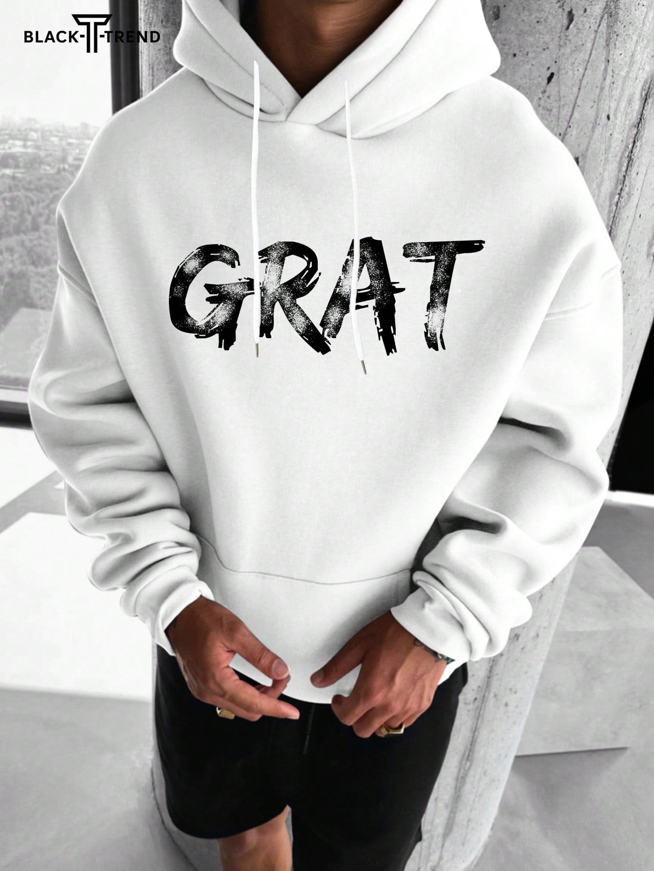 Men's Oversized Hooded Pullover Sweatshirt, Thick Casual Street Fashion Top With Gangster Graphic Print For Autumn/Winter