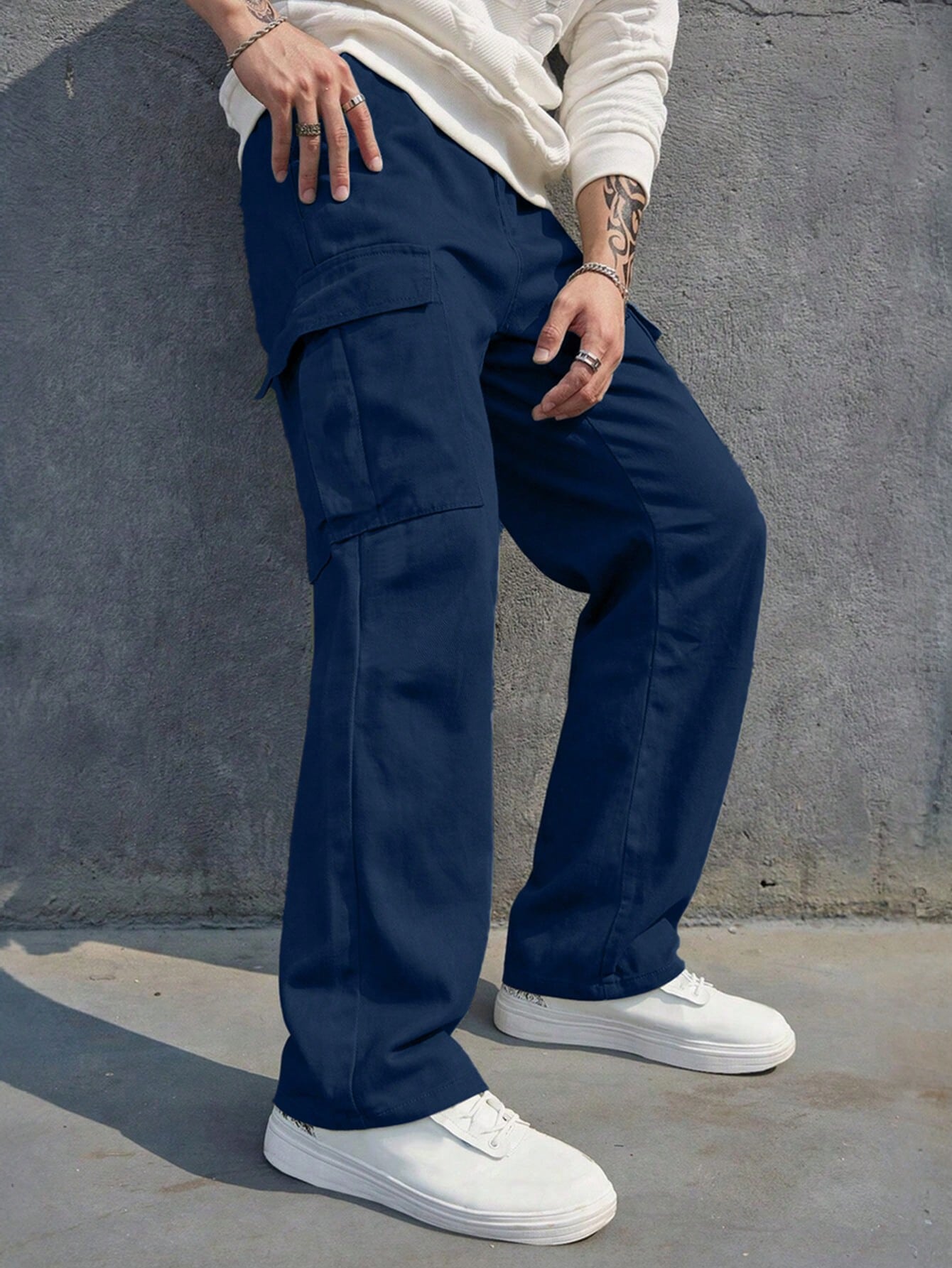 1pc Men's Multi-Pocket Cargo Pants, Casual Loose Straight Leg Trousers, Trendy Streetwear Spring