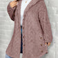 EMERY ROSE Textured Plush Warm Comfortable Button Decorated Hooded Plus Size Jacket Winter Clothes