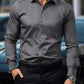 Manfinity Mode Men's Solid Color Long Sleeve Shirt With Embroidered Cuffs