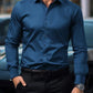 Manfinity Mode Men's Solid Color Long Sleeve Shirt With Embroidered Cuffs