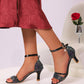 2024 New Fashion, Comfortable, High-End Quality Open Toe Thick/Low Heel Dress Party Sandals, Ankle Strap, Suitable For Work, Commute, Daily Wear