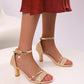 2024 New Fashion, Comfortable, High-End Quality Open Toe Thick/Low Heel Dress Party Sandals, Ankle Strap, Suitable For Work, Commute, Daily Wear